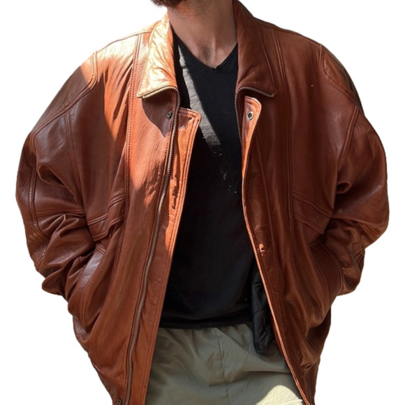 Vintage Other - 🪩76. Vintage The Olde Hide House Rust Coloured Leather Jacket w Lining 42T